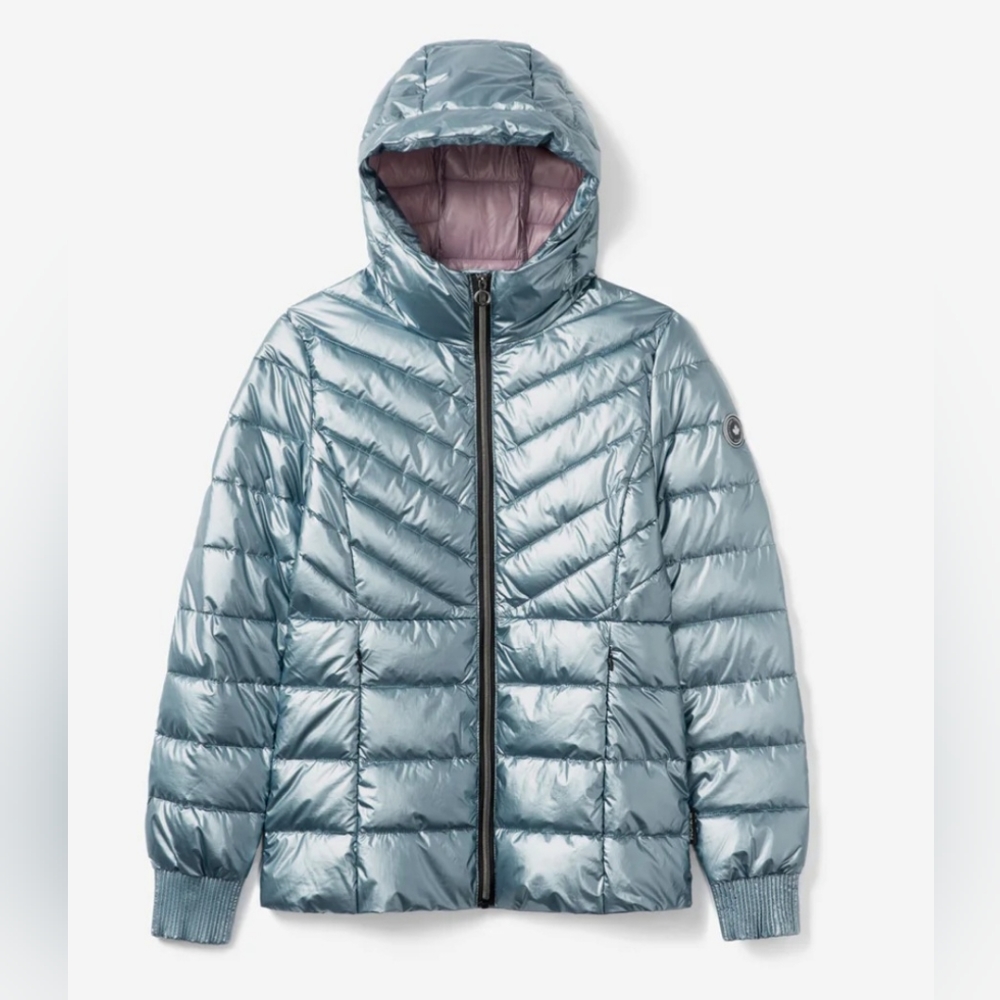 Metallic blue winter jacket women